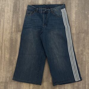 Wide-Leg Versailles Studios Denim Jeans with Striped Detail